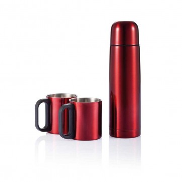 Vacuum flask and 2 mugs set redP433.344